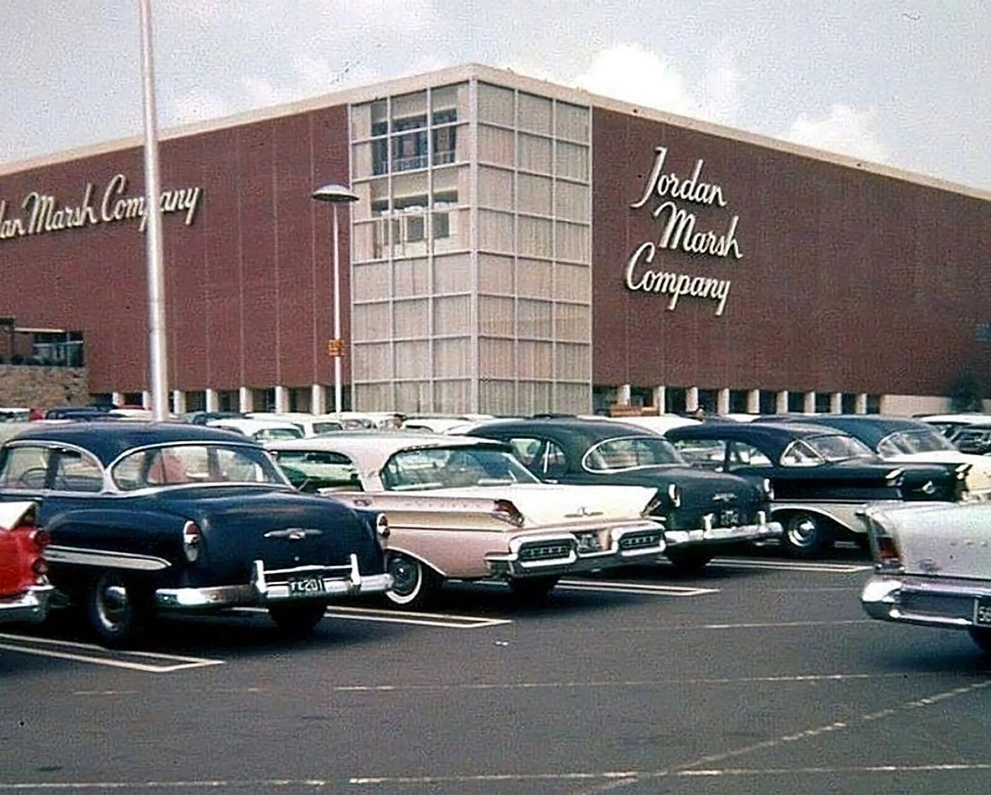 1958 Jordan Marsh Department Store Classic Cars In Parking Lot Picture Magnet