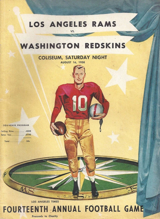 1958 Los Angeles Rams V Washington Redskins Magnet Football Picture La