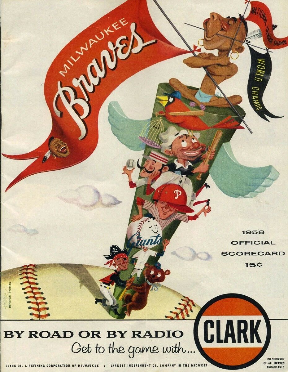1958 Milwaukee Braves Magnet Baseball Scorecard Picture Mlb