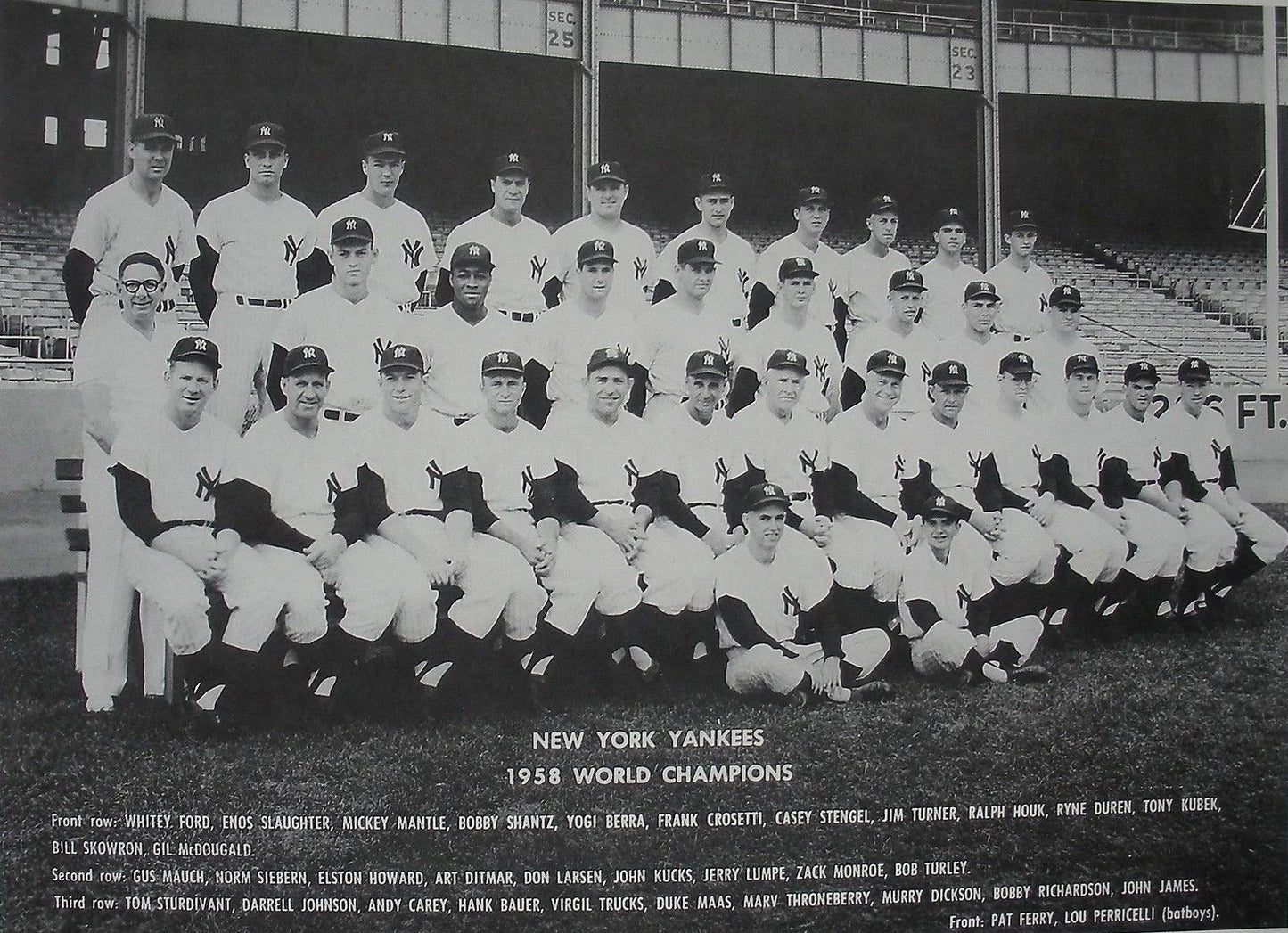 1958 New York Yankees Team Photo Baseball Picture Ny World Champs Mlb