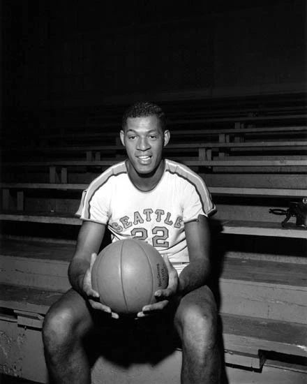 1958 Seattle Chieftains Elgin Baylor Keychain Basketball Print Glossy Keychain