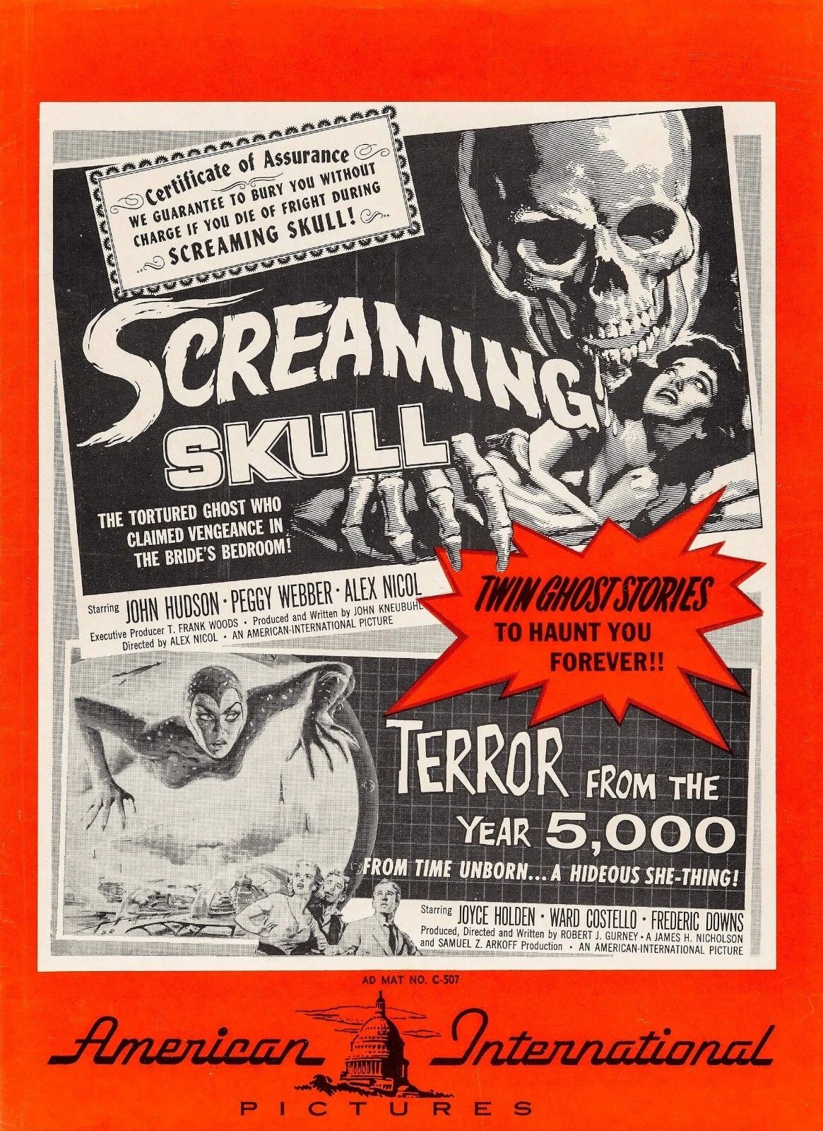 1958 The Screaming Skull & Terror From The Year 5000 Combo Movie Magnet