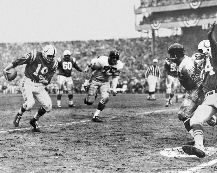 1959 Baltimore Colts Johnny Unitas Vs Giants Glossy Magnet Nfl Championship