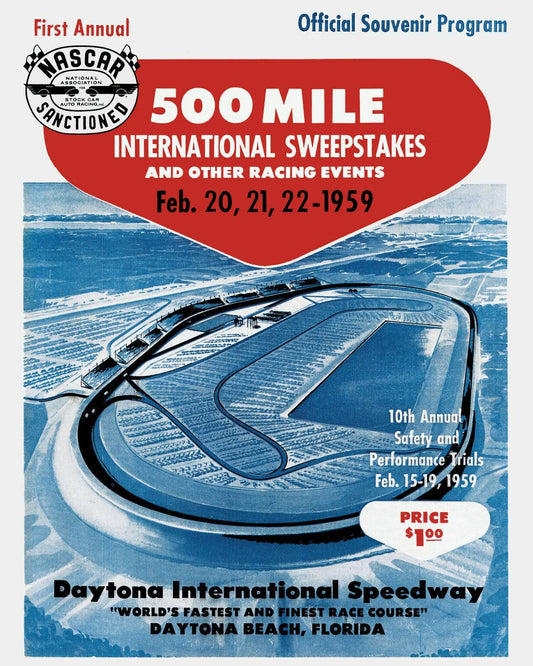 1959 Daytona 500 Keychain Auto Racing Picture International Speedway