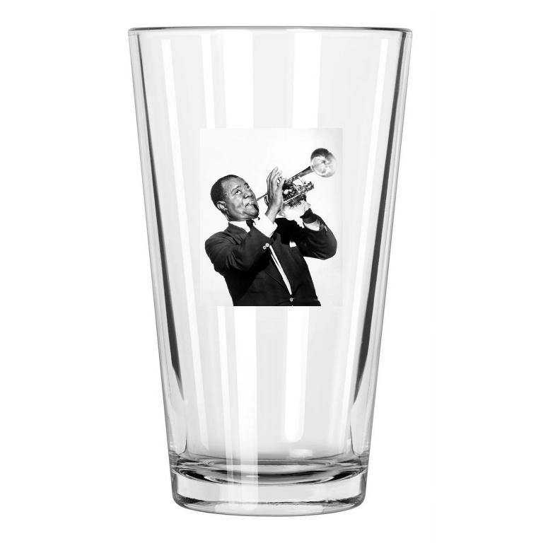 1959 Jazz Louis Armstrong Photo Music Trumpet Pint Beer Drinking Glass