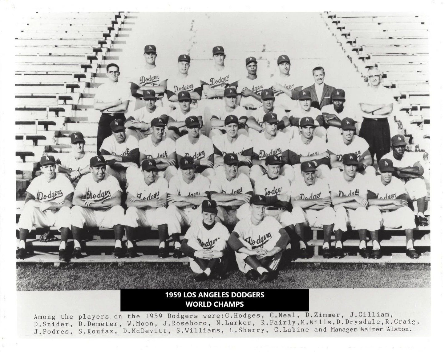 1959 Los Angeles Dodgers Team Photo Baseball Picture La World Champs Mlb