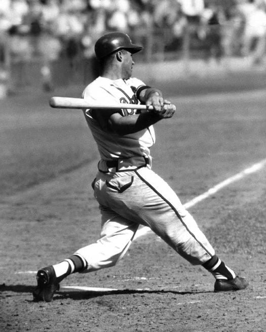 1959 Milwaukee Braves Eddie Mathews Glossy Photo Swing Print Poster