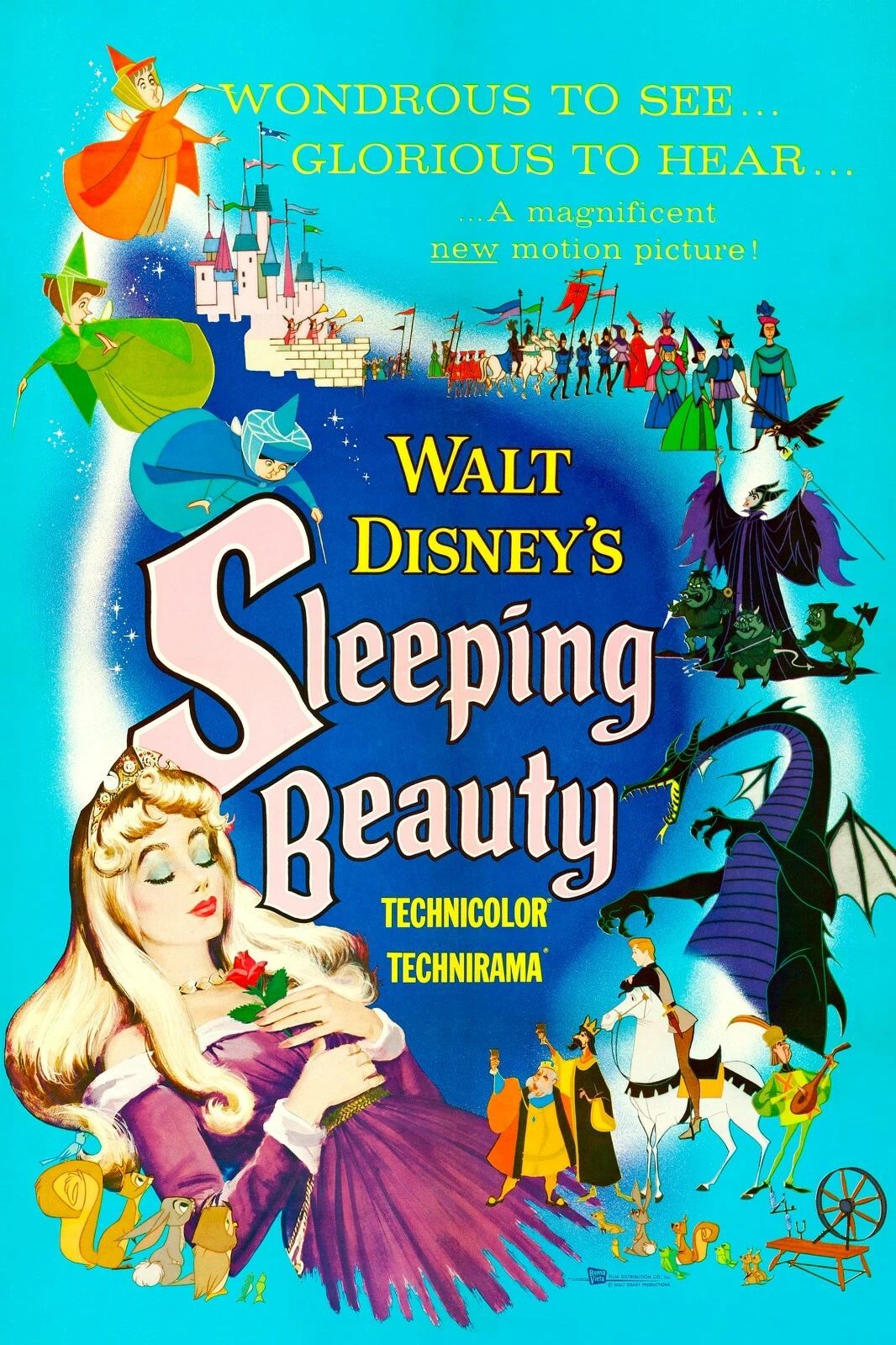 1959 Walt Disneys Sleeping Beauty Movie Poster Print Princess Aurora Phillip
