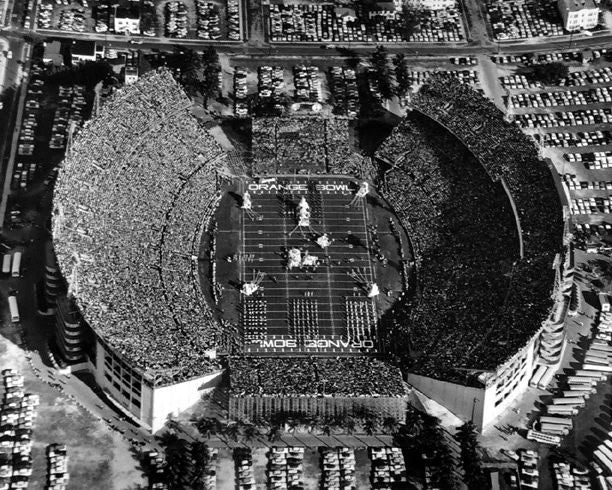 1960 College Venue Orange Bowl Glossy Keychain Stadium Print Aerial View