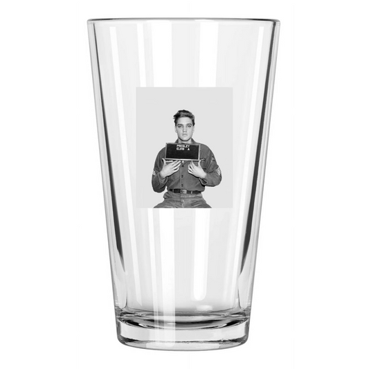 1960 Elvis Presley Army Mugshot Photo Singer Pint Beer Drinking Glass