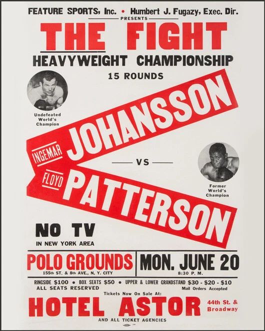 1960 Floyd Patterson Vs Ingemar Johansson Glossy Keychain Title Fight 2 Print 2