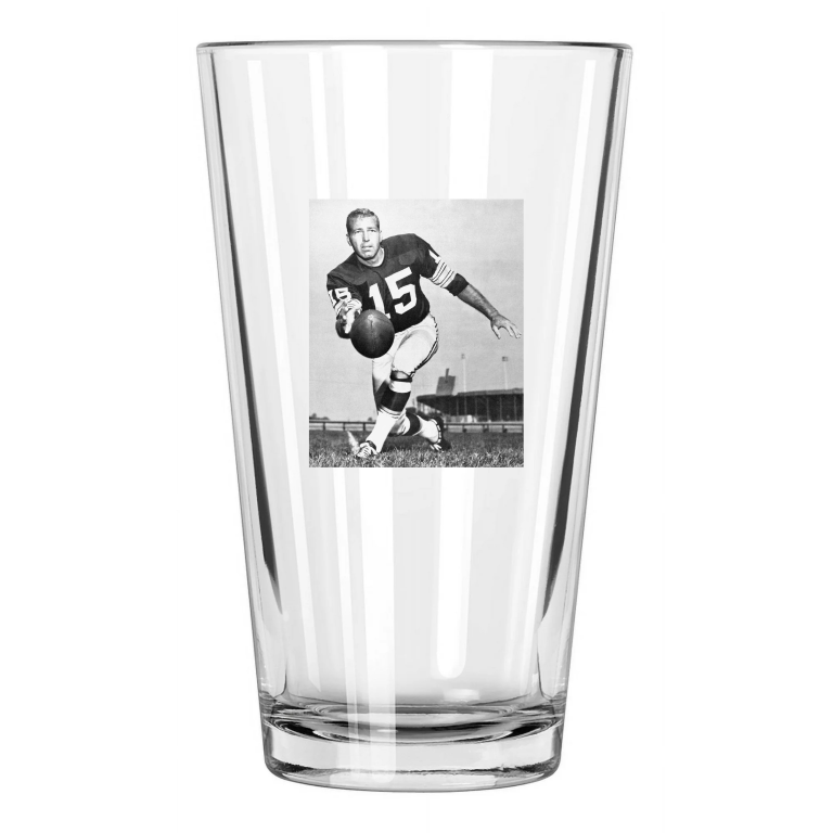 1960 Green Bay Packers Bart Starr Photo Football Hof 77 Pint Beer Drinking Glass