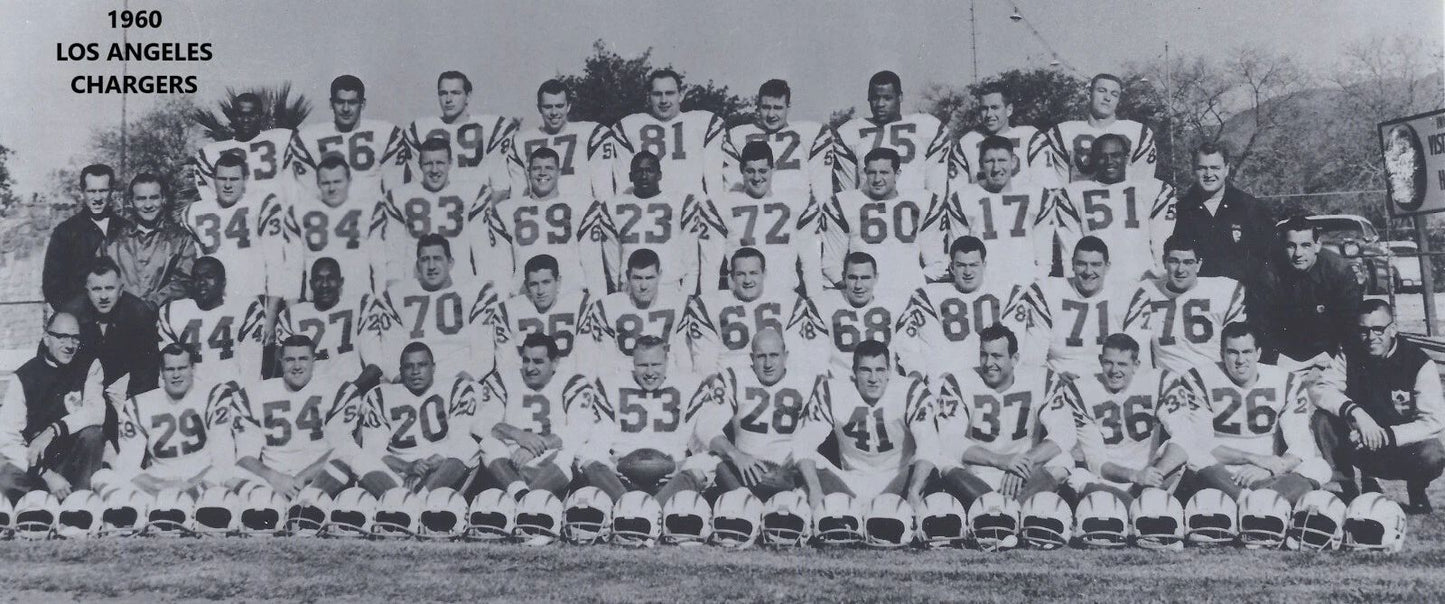 1960 Los Angeles Chargers Team Keychain Football Picture Wide Border