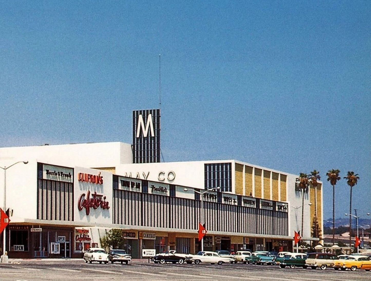 1960 May Company West Covina Shopping Center Classic Cars Picture Keychain