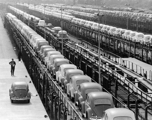 1960 New Volkswagens At Wolfsburg Factory Classic Car Picture Photo