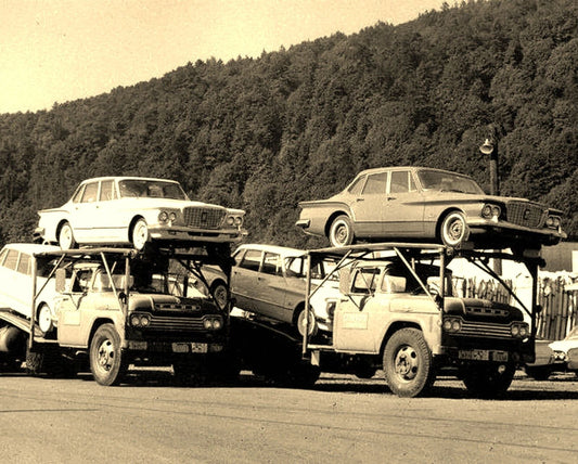 1960 Plymouth Valiants On Car Carrier Vintage Automobile 300 Piece Jigsaw Puzzle