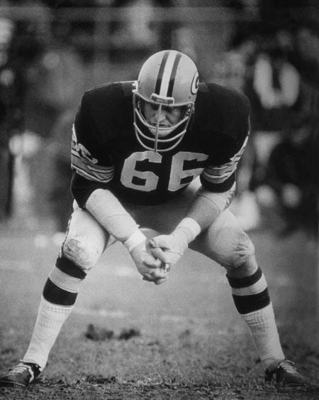 1960S Green Bay Packers Ray Nitschke Glossy Magnet Nfl Football Print