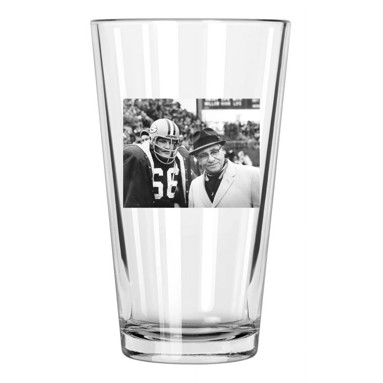 1960S Green Bay Packers Ray Nitschke & Vince Lombardi Pint Beer Drinking Glass