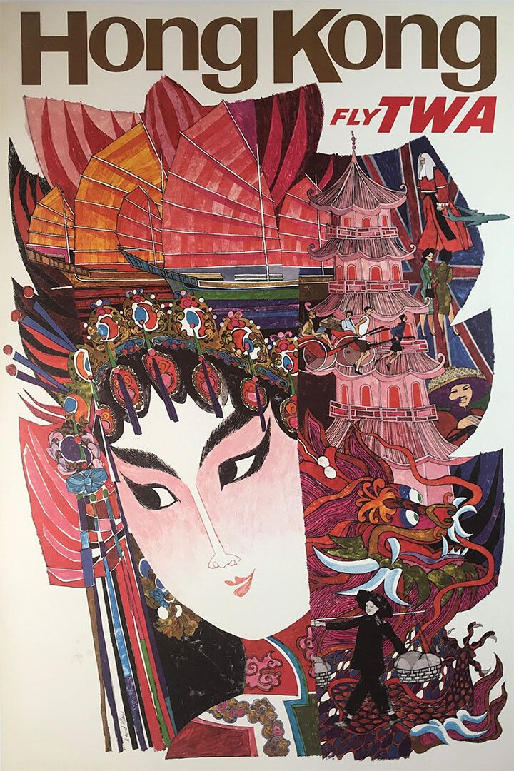 1960S Hong Kong Fly Twa Vintage Style Travel Magnet