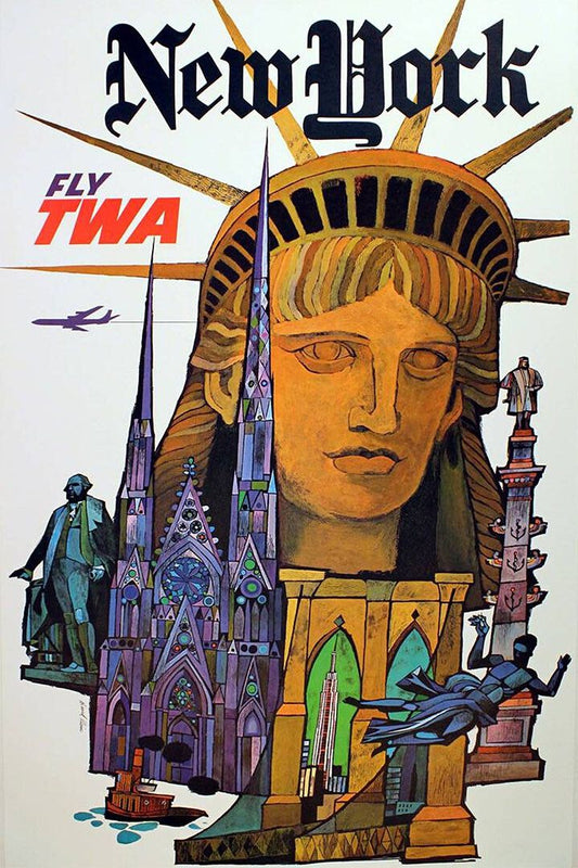 1960S New York Fly Twa Vintage Style Air Travel Jigsaw Puzzle