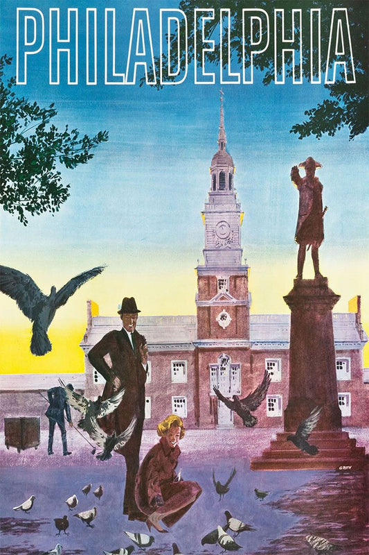 1960S Philadelphia Vintage Travel Style Painting Wall Art Home Poster