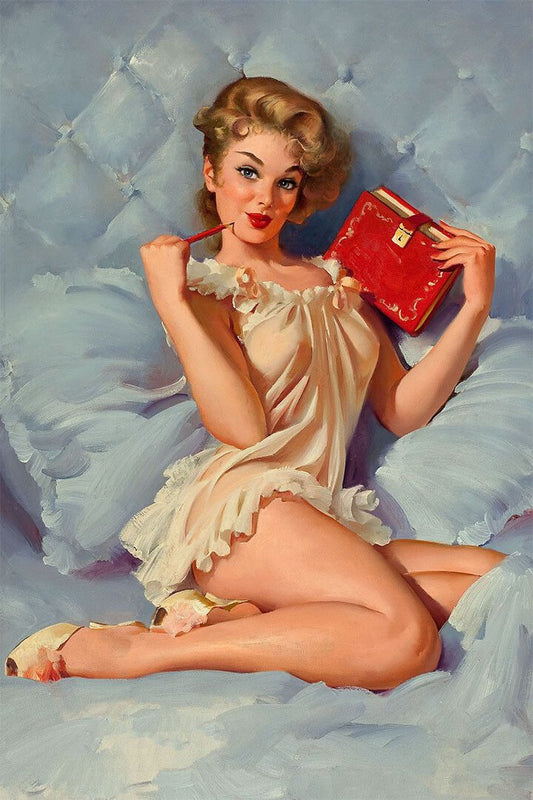 1960S Pinup Sexy Girl Thinking Of You Print Wall Home Decor Keychain