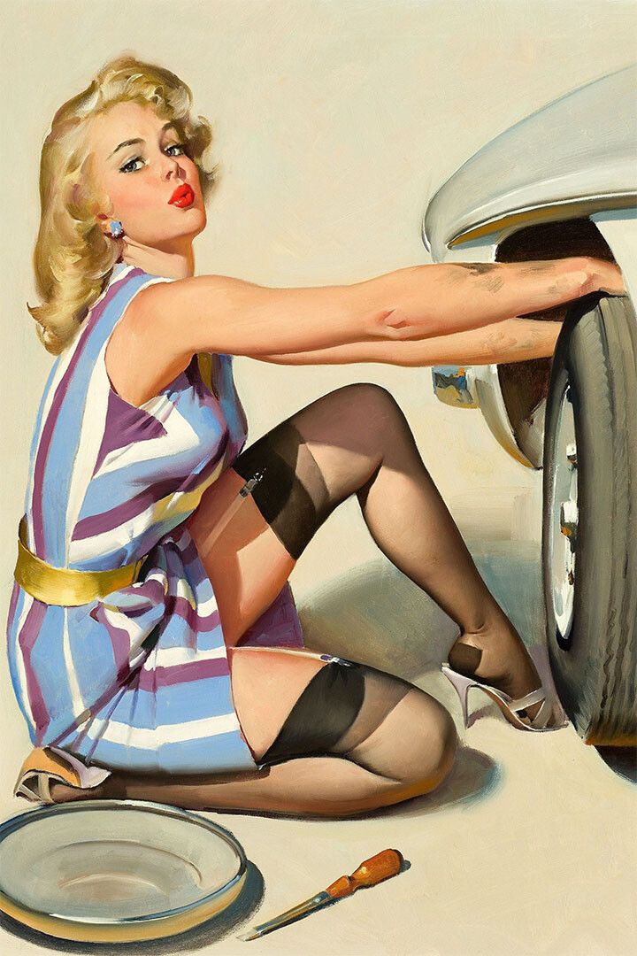 1960S Pinup Girl Magnet Tire Quick Change Magnet