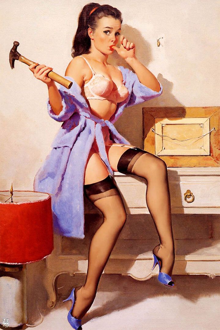 1960S Pinup Keychain Home Repair The Wrong Nail Keychain