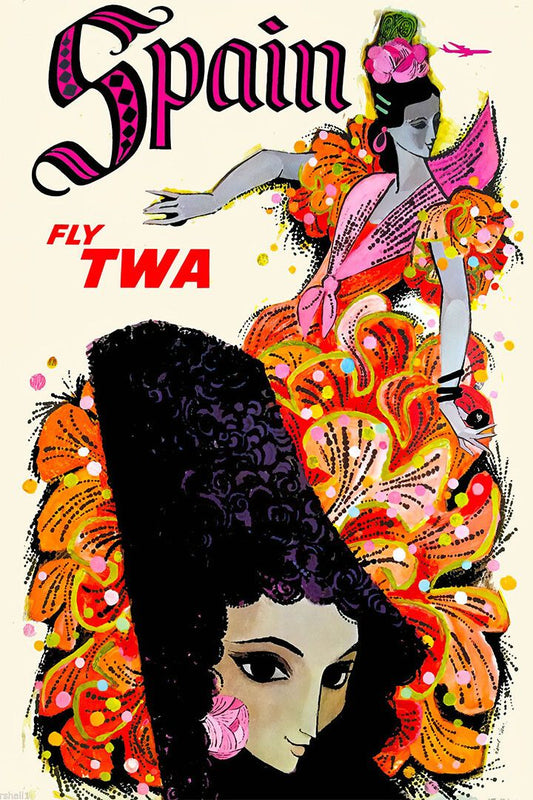 1960S Spain Twa Vintage Style Airline Travel Wall Home Decor Jigsaw Puzzle