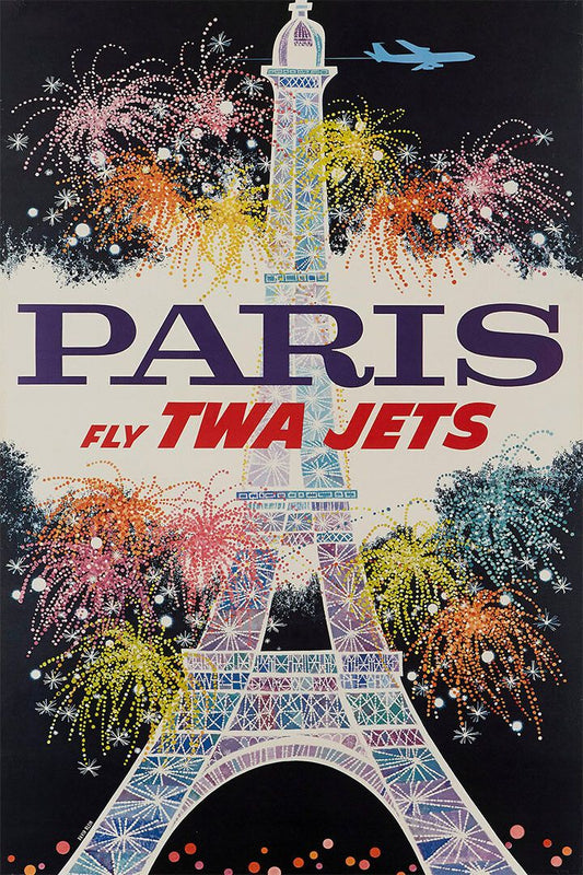 1960S Twa Paris Vintage Style Airline Travel Wall Art Home Poster