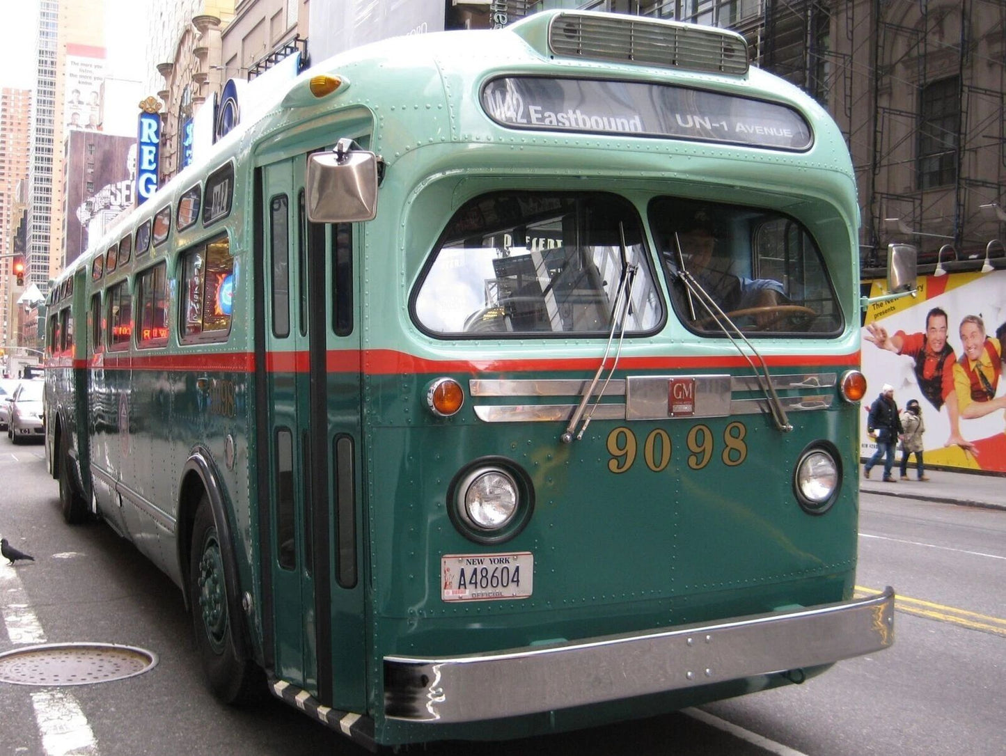 1960S Vintage Green New York City Gmc Bus Number 9098 300 Piece Jigsaw Puzzle