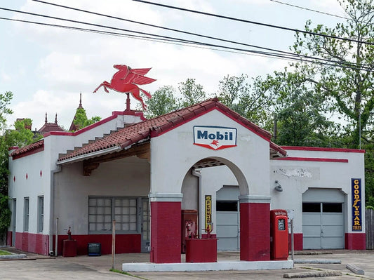 1960S Vintage Retro Mobil Gas Gasoline Station In Texas 300 PCS Jigsaw Puzzle