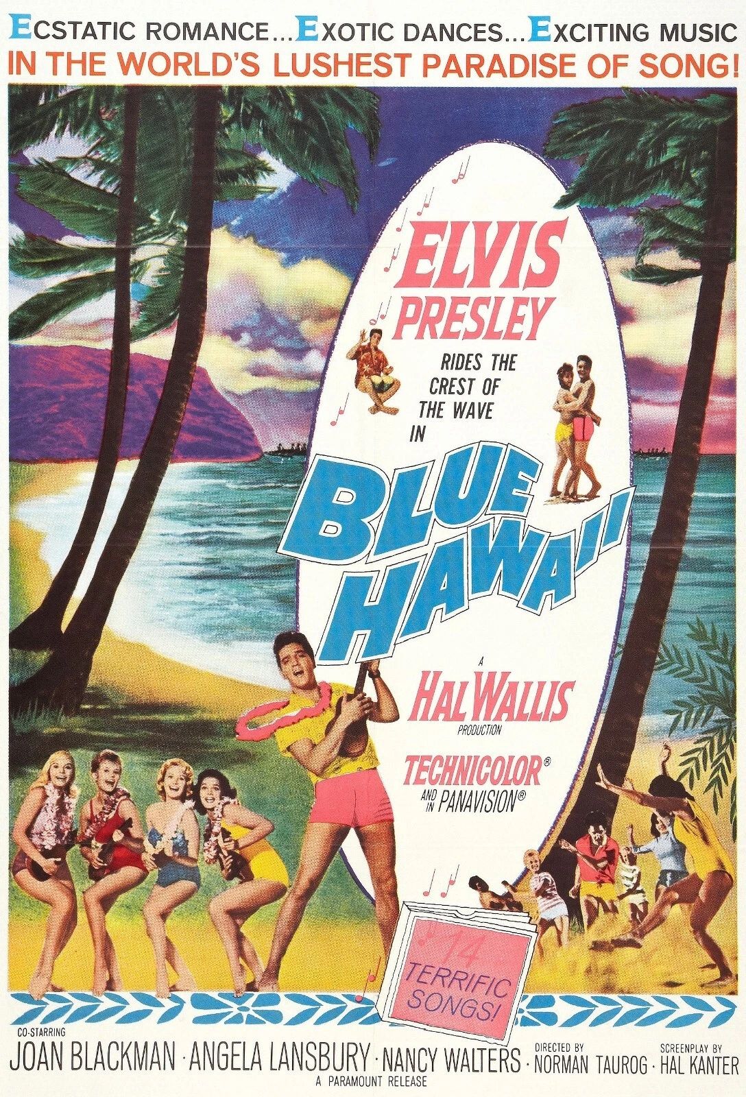 1961 Blue Hawaii Movie Poster Elvis Presley Joan Blackman