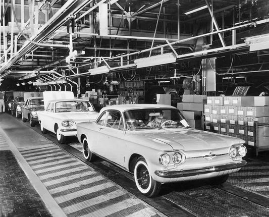 1961 Chevrolet Corsair Classic Car Factory Assembly Line Picture Keychain