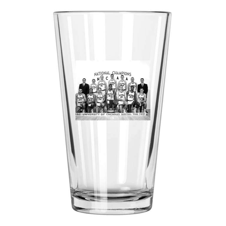 1961 Cincinnati Bearcats Ed Jucker Photo Ncaa Champions Pint Beer Drinking Glass