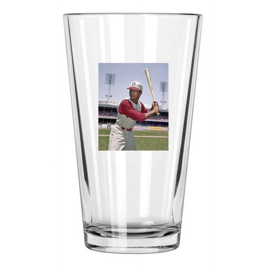 1961 Cincinnati Reds Vada Pinson Baseball Portrait Pint Beer Drinking Glass