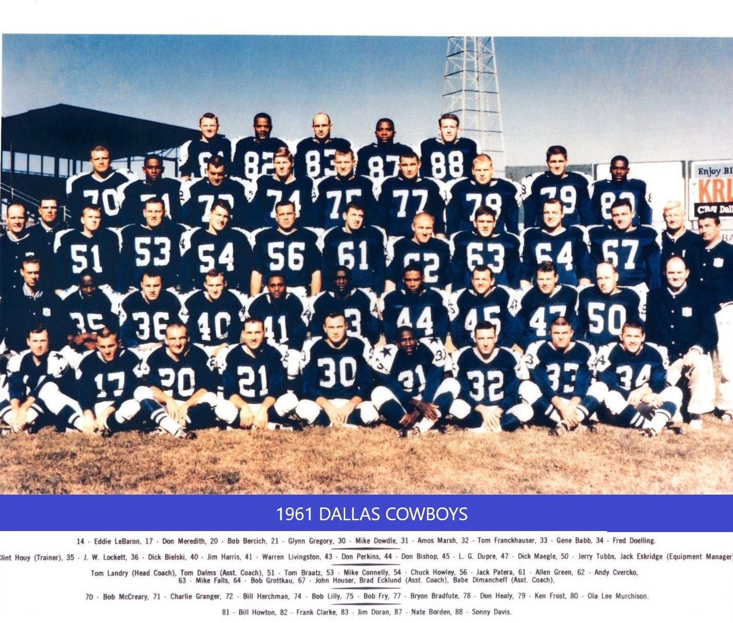 1961 Dallas Cowboys Team Keychain Football Picture Nfl