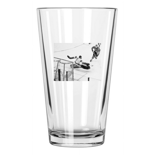 1961 Detroit Red Wings Terry Sawchuk Vs Blackhawks Pint Beer Drinking Glass