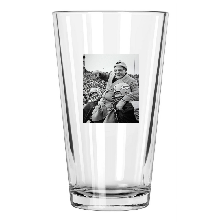 1961 Green Bay Packers Vince Lombardi Photo Football Pint Beer Drinking Glass