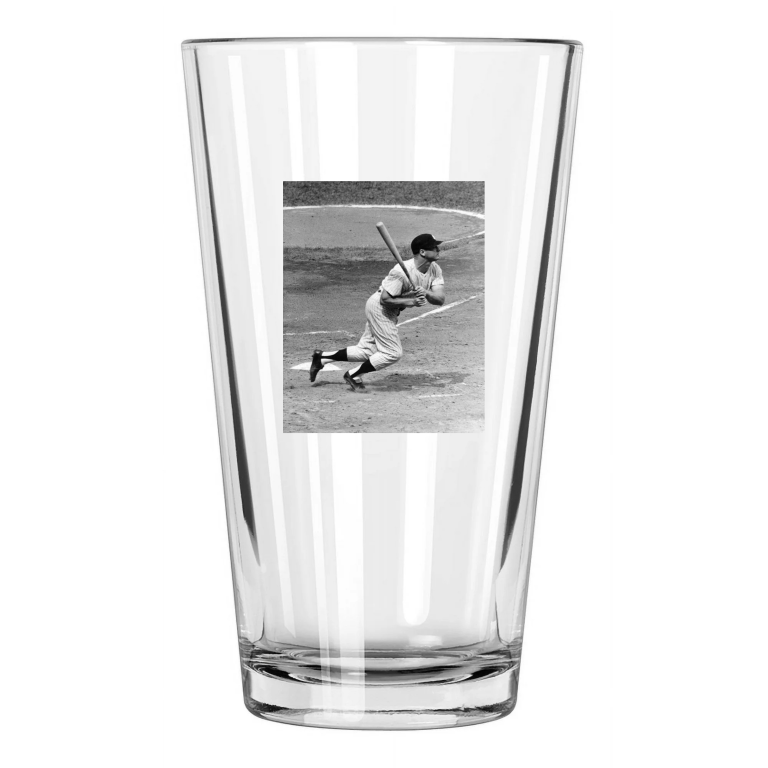 1961 New York Yankees Mickey Mantle Photo Swing Hof 74 Pint Beer Drinking Glass