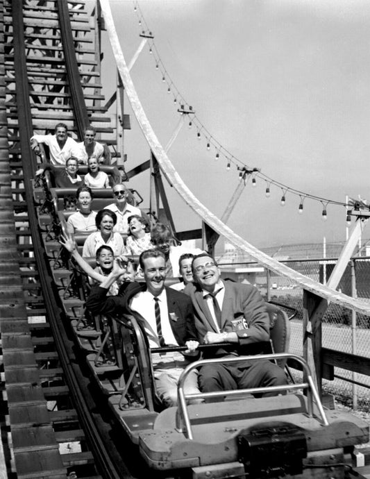 1961 Riding Roller Coaster Old Retro Vintage Historic Photo Reprint