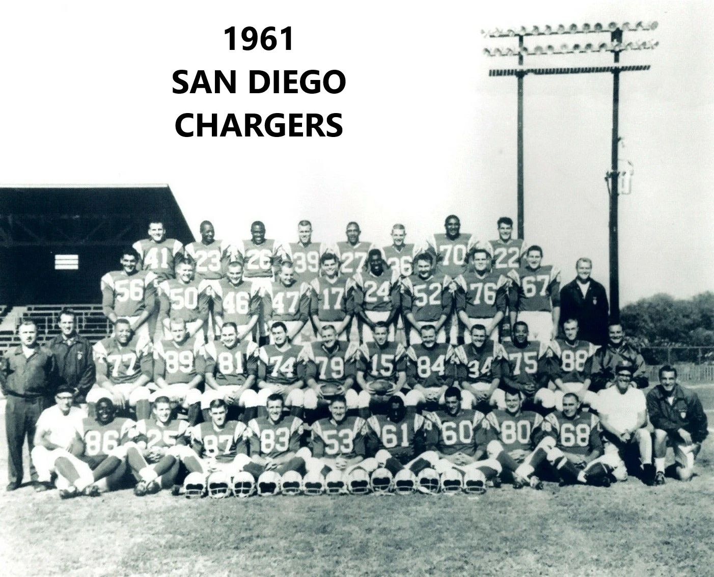1961 San Diego Chargers Team Magnet Football Picture