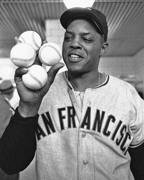1961 San Francisco Giants Willie Mays Glossy Photo '4 Homerun Day' Poster