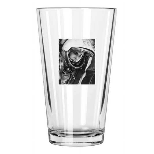 1961 Soviet Cosmonaut Yuri Gagarin First Human In Space Pint Beer Drinking Glass