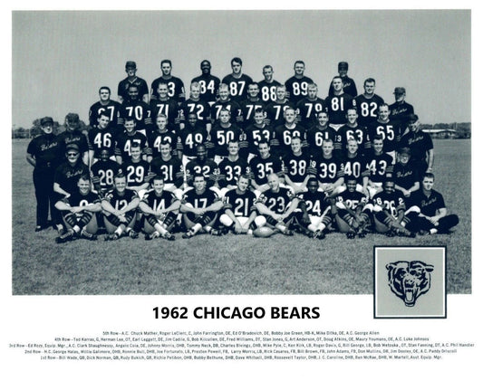 1962 Chicago Bears Team Photo Football Picture Nfl
