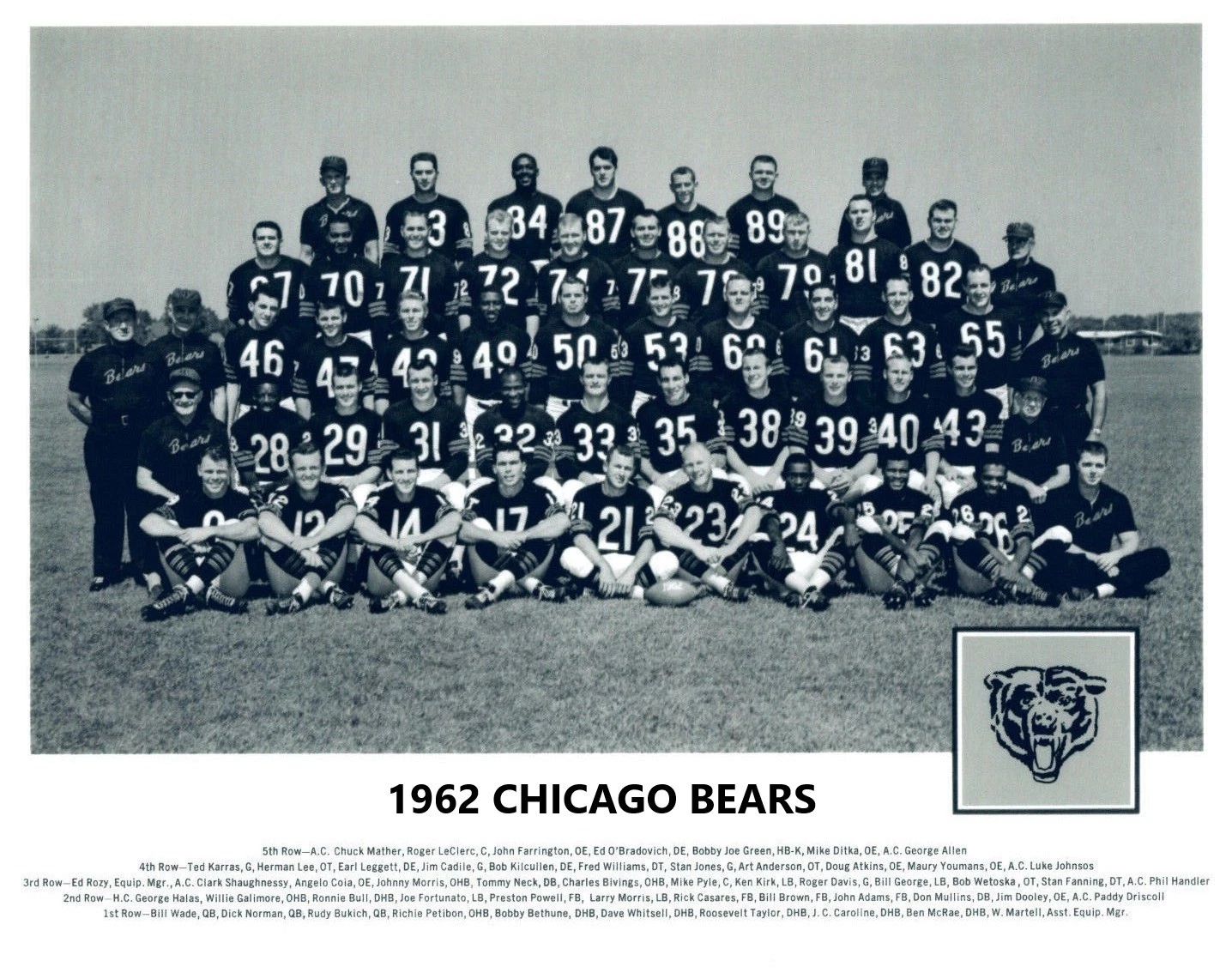 1962 Chicago Bears Team Keychain Football Picture Nfl
