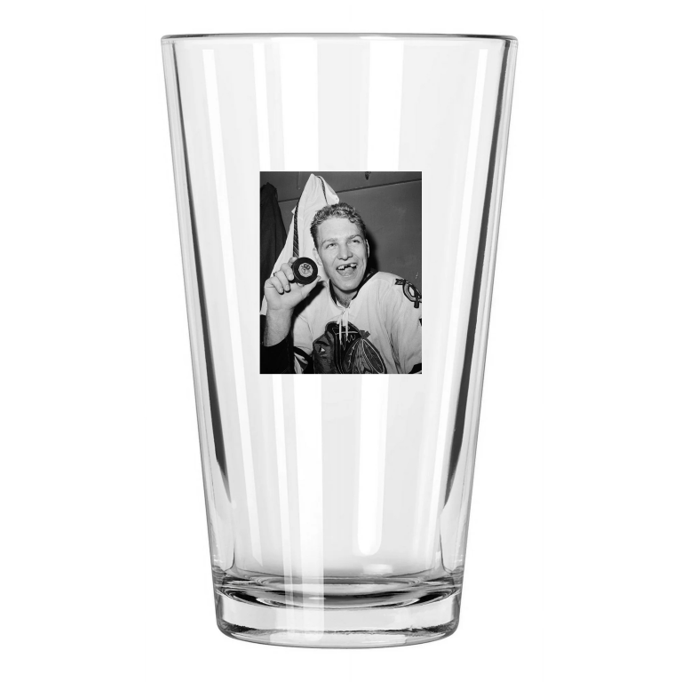 1962 Chicago Blackhawks Bobby Hull 50Th Goal Scored Hof 83 Pint Beer Glass