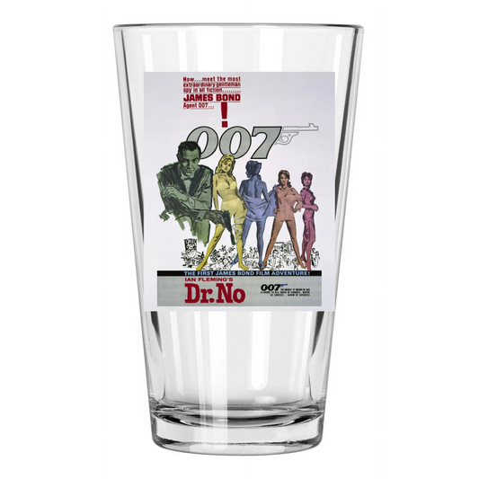 1962 Dr. No James Bond 007 Sean Connery Promotional Pint Beer Drinking Glass