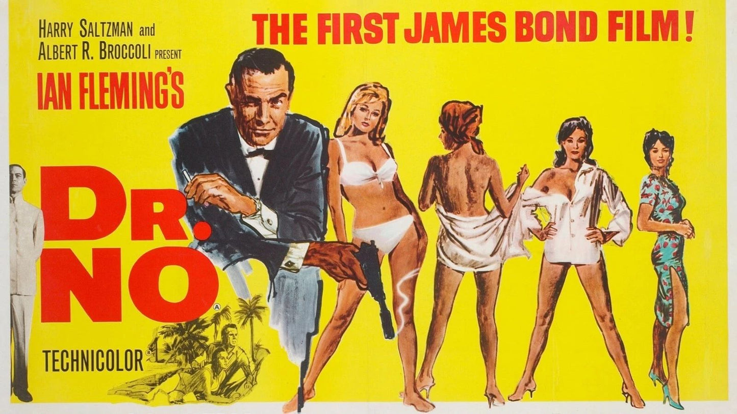 1962 Dr. No Movie Poster 007 James Bond Sean Connery Secret Agent Spy