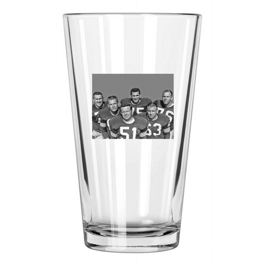 1962 Green Bay Packers Offensive Line Jerry Kramer, Jim Ringo Pint Beer Glass